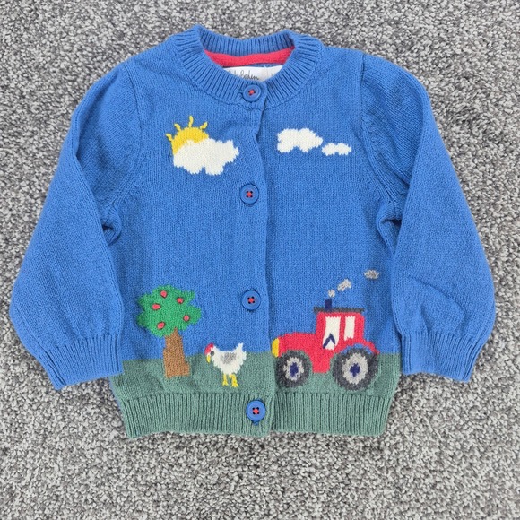 Baby Boden Other - Baby Boden Intarsia Knit Sweater Size 3-6M Farm Cardigan Cotton Wool Cashmere